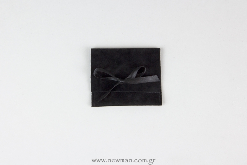 Πουγκί Σχήμα Τσέπης με Κορδέλα 70 x 60mm | Μαύρο