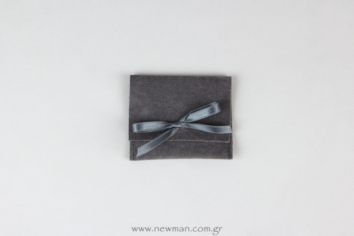 Πουγκί Σχήμα Τσέπης με Κορδέλα 70 x 60mm | Γκρι Σκούρο