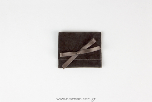 Πουγκί Σχήμα Τσέπης με Κορδέλα 70 x 60mm | Καφέ Σκούρο