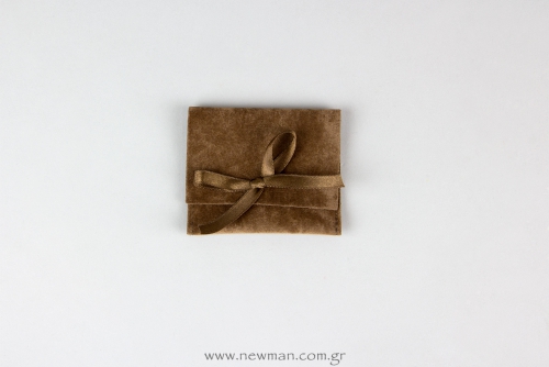 Πουγκί Σχήμα Τσέπης με Κορδέλα 70 x 60mm | Light Brown