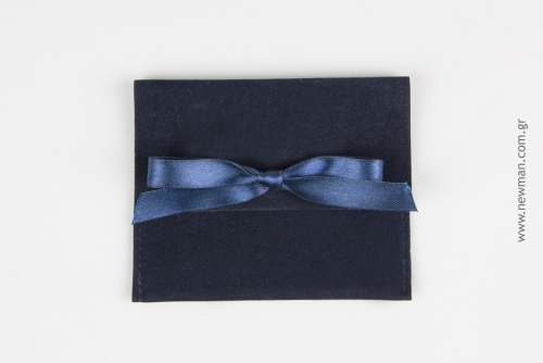 Πουγκί Σχήμα Τσέπης με Κορδέλα 70 x 60mm | Μπλε Σκούρο