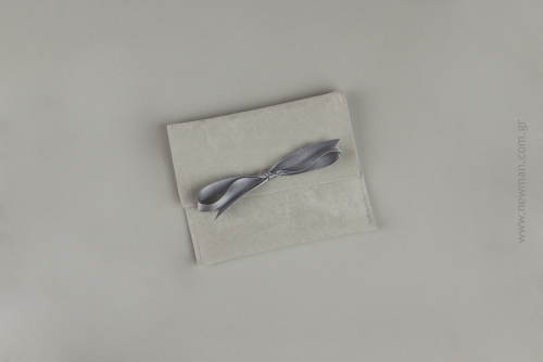 Πουγκί Σχήμα Τσέπης με Κορδέλα 70 x 60mm | Light Grey