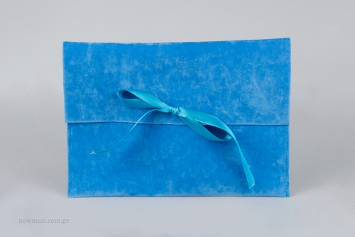 Πουγκί Σχήμα Τσέπης με Κορδέλα 70 x 60mm | Turquoise