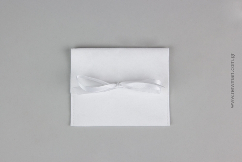 Πουγκί Σχήμα Τσέπης με Κορδέλα 70 x 60mm | Λευκό