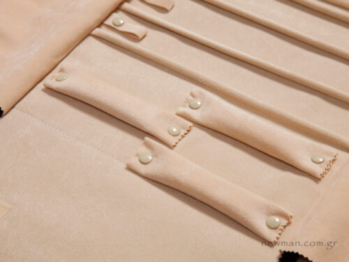 Brown pleather with ivory suede