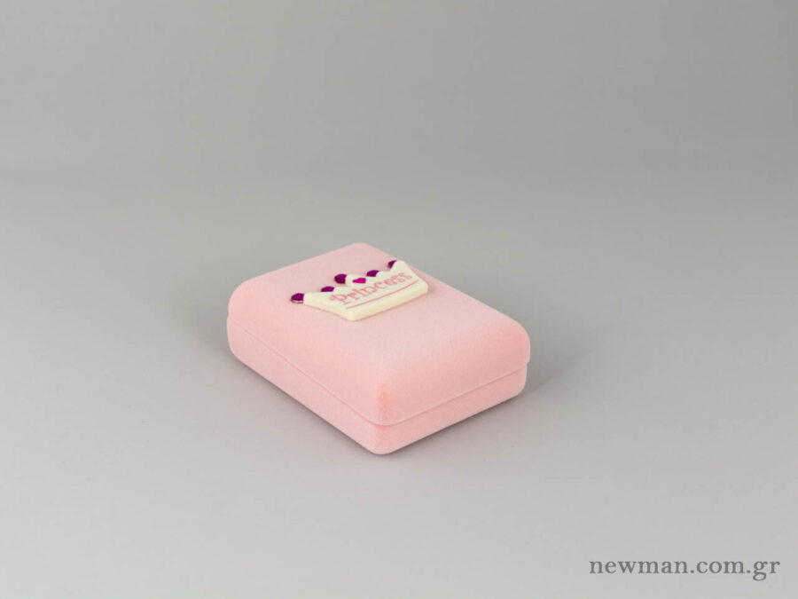 Κουτί για σταυρό σε ροζ χρώμα με κορώνα που γράφει Princess
