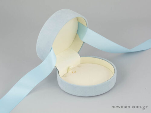 Kids Box for Cross/Necklace - Round with Bow - Light Blue (open box)