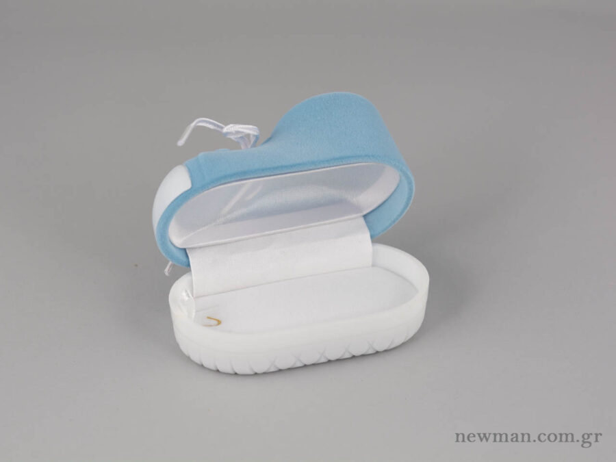 Kids Box for Cross/Necklace - Baby Shoe - Light Blue (open)