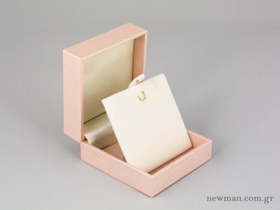 Elegant Metal Kids Box for Cross/Earrings - Light Pink (open)