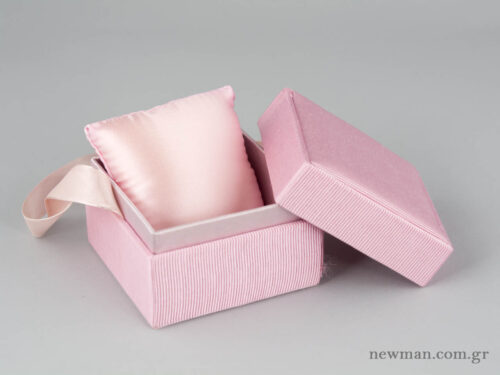 Kids Box with Cushion - Light Pink with Ribbon (open)
