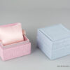 Υφασμάτινο κουτί κοσμημάτων με κορδέλα και μαξιλαράκι σε ροζ και σιέλ χρώμα