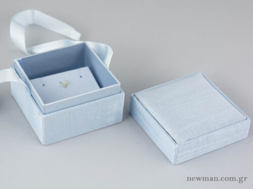Kids Box with Fabric for Cross/Earrings - Light Blue (open)