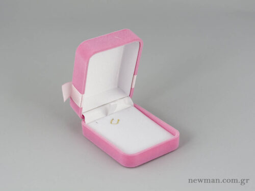 Βελούδινο κουτί με φιόγκο για σταυρό σε ροζ χρώμα