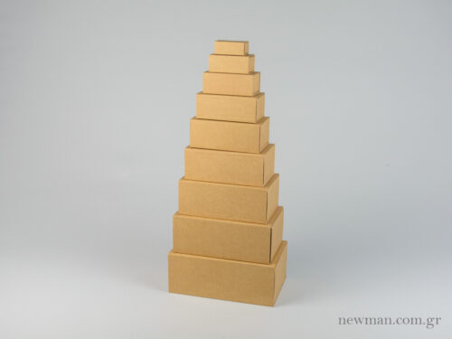 Matchbox-type kraft boxes available in 10 sizes