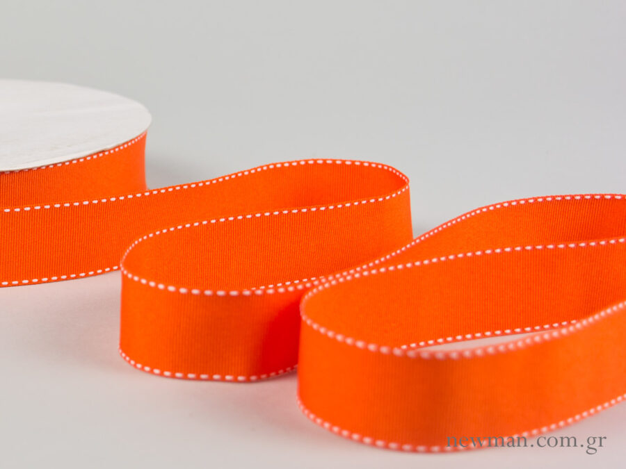grosgrain-stitch-ribbon-orange-white