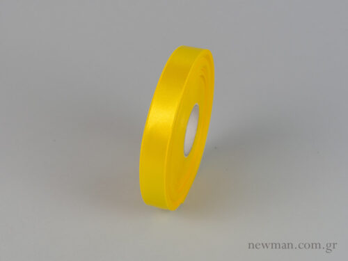 Double-sided satin ribbon in saffron yellow