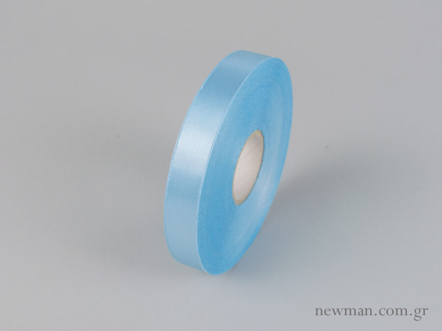 Double-sided satin ribbon in light blue