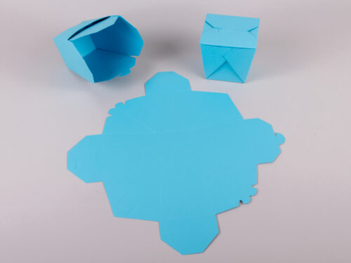 Origami box in blue color