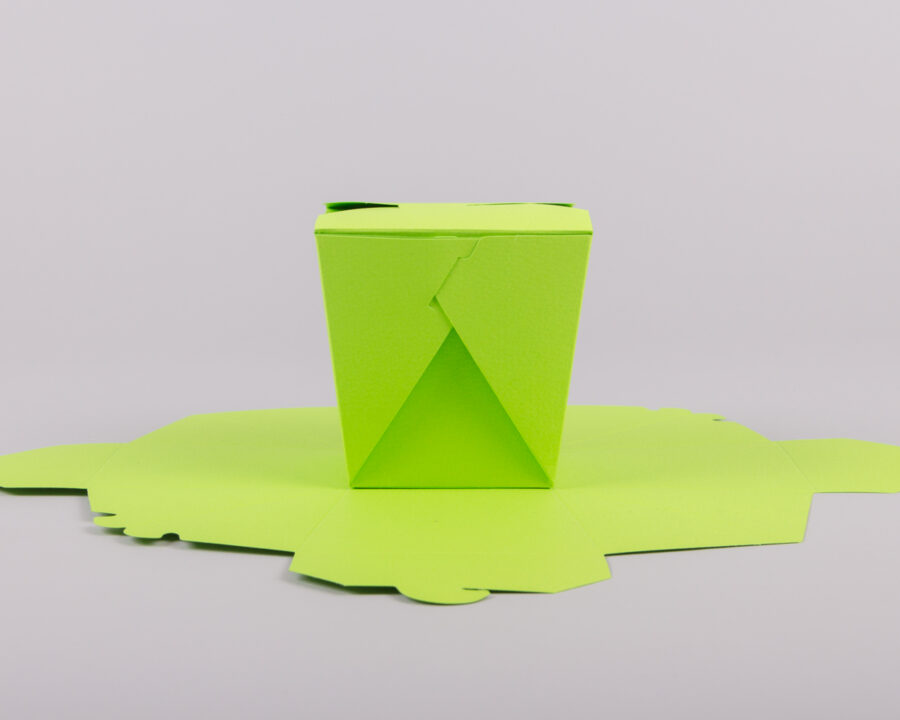 Origami box in lime green color