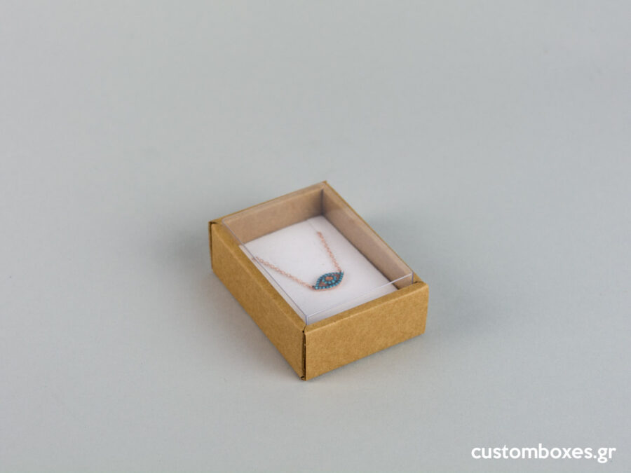 Eco-friendly jewellery box No2 for pendants with white velvet insert and transparent lid.
