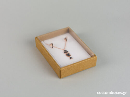 Eco-friendly jewellery box No7 for pendants with white velvet insert and transparent lid.