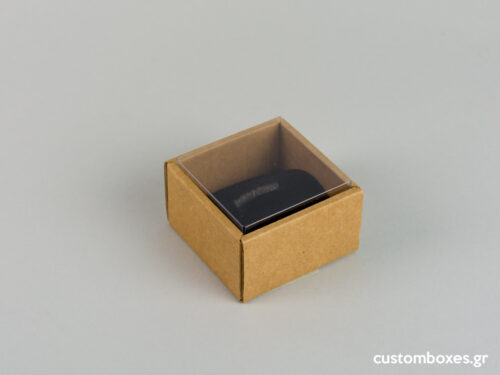Eco-friendly jewellery box with black velvet insert and transparent lids for big rings.