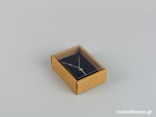 Eco-friendly jewellery box No2 with black velvet insert and transparent lids for pendants.