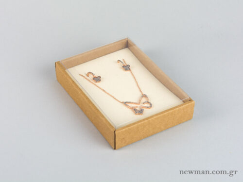 Eco-friendly jewellery box No10 for pendants with ivory velvet insert and transparent lid.