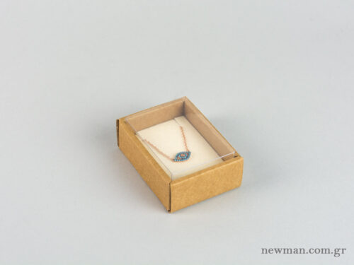 Eco-friendly jewellery box No2 for pendants with ivory velvet insert and transparent lid.