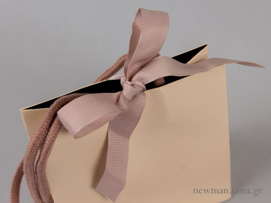 Luxury paper bag - grosgrain ribbon and cotton cord - details