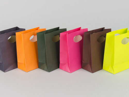 Colorful bags with die-cut handle – 5 sizes & 6 colors
