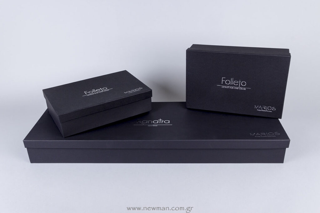 Ασημί εκτύπωση σε μαύρο ματ κουτί για Luxury συσκευασία!