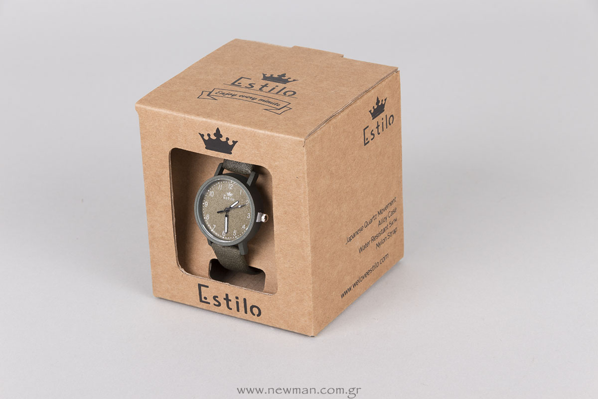 Custombox κουτί για ρολόι Estilo με μαύρη εκτύπωση