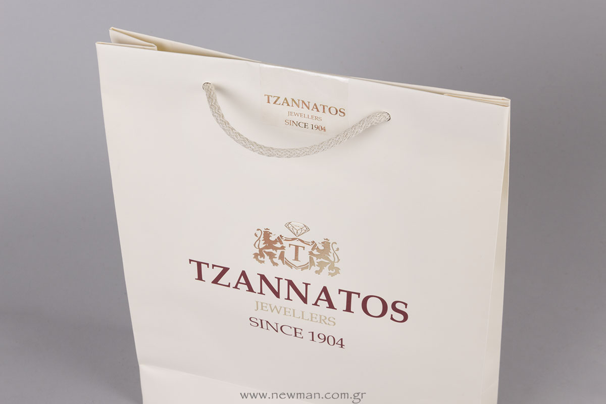 Χάρτινη τσάντα & ετικέτες με εκτύπωση λογότυπο TZANNATOS