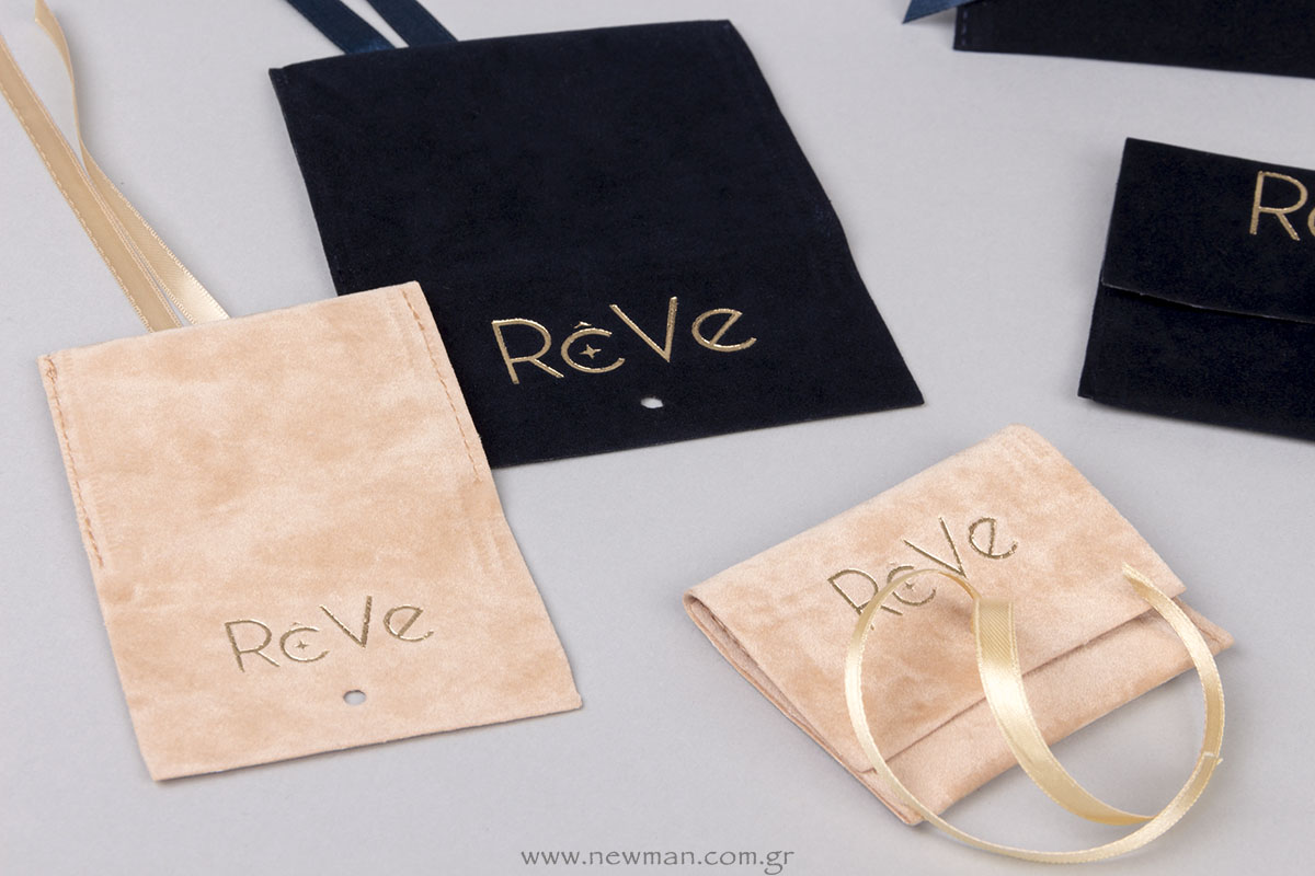 Reve βελούδινα πουγκιά για κοσμήματα με λογότυπο