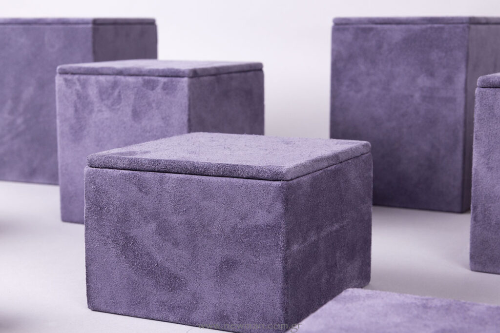Purple blocks for jewellery display