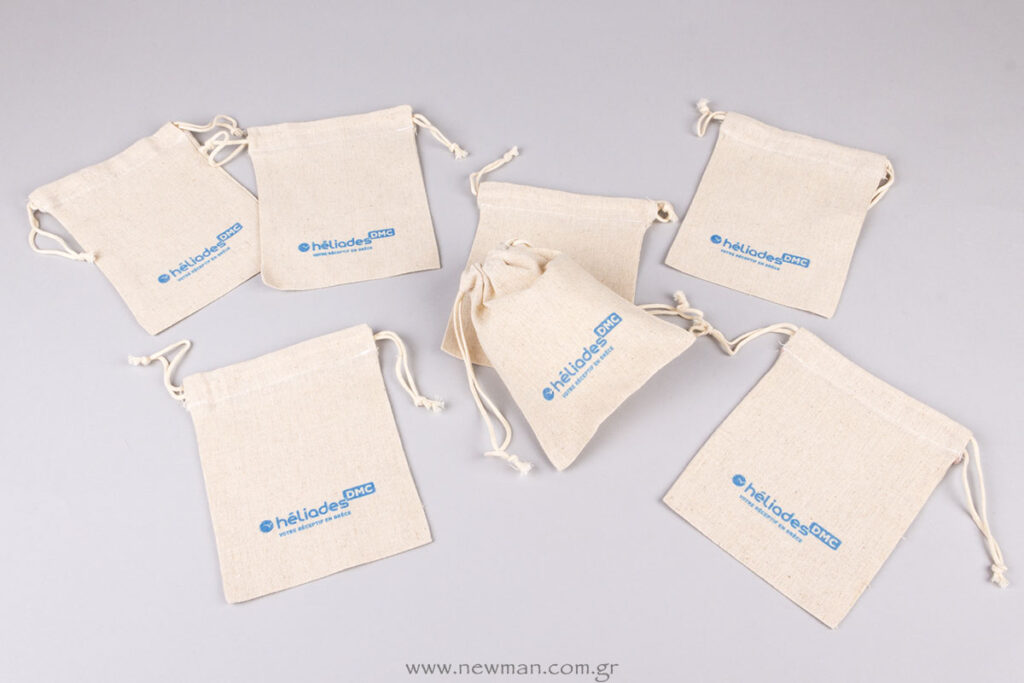 Heliades logo on linen pouches