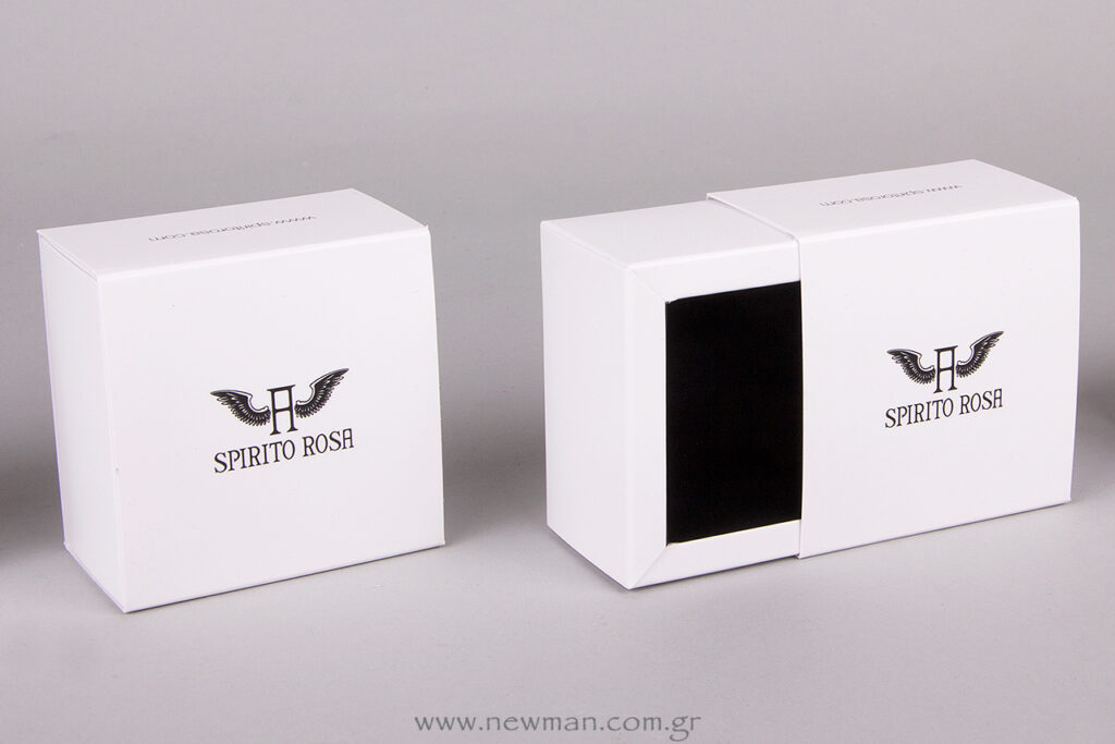 Square, match box with Spirito Rosa logo.