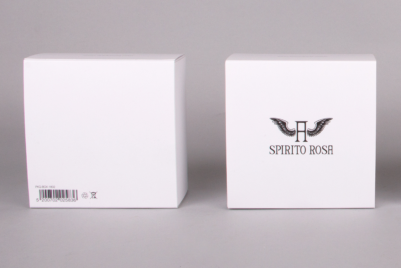 Συρταρωτό κουτί σε λευκό χρώμα με το λογότυπο Spirito Rosa.
