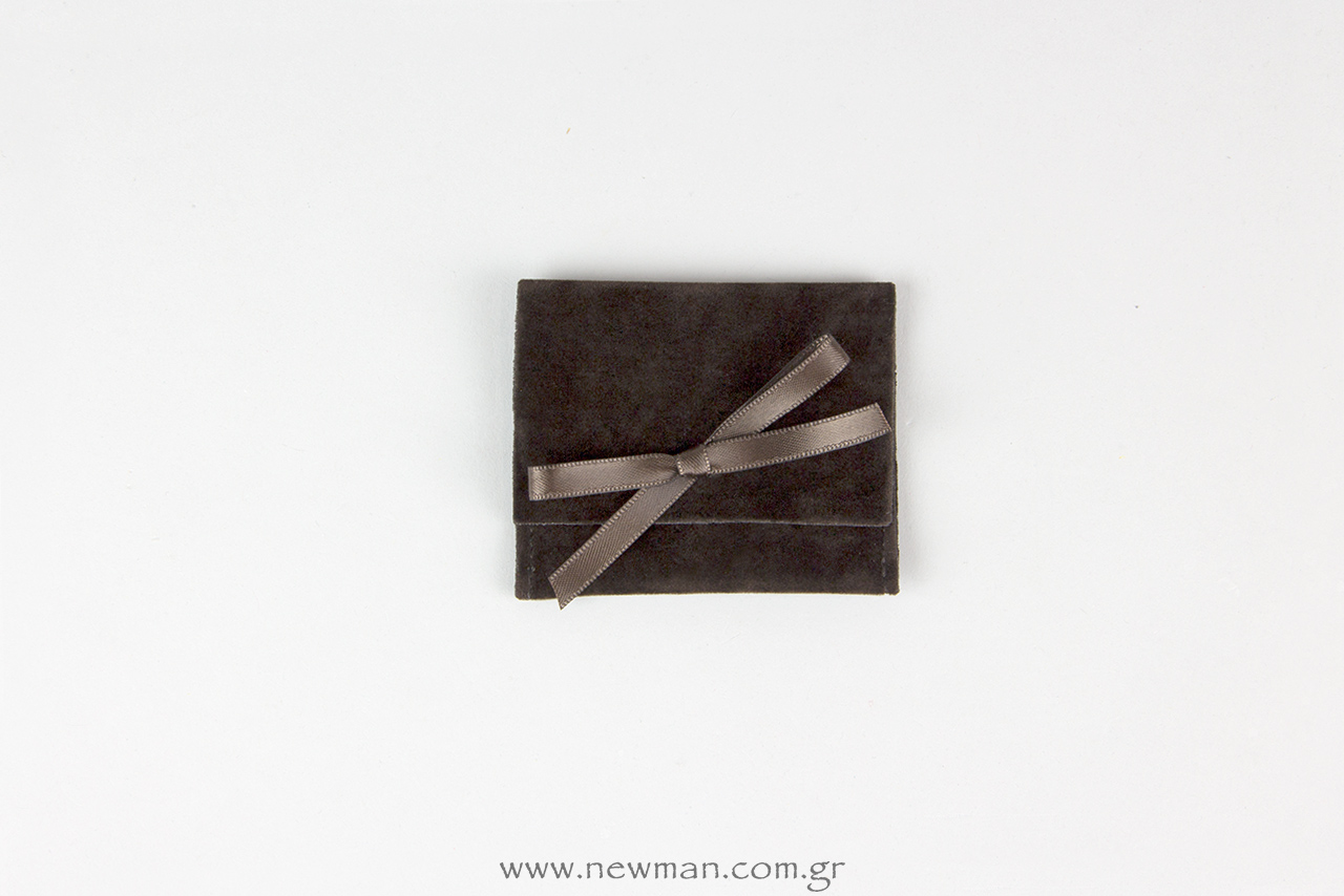 Pocket-sized pouch with ribbon - dark brown - 70x60_0022