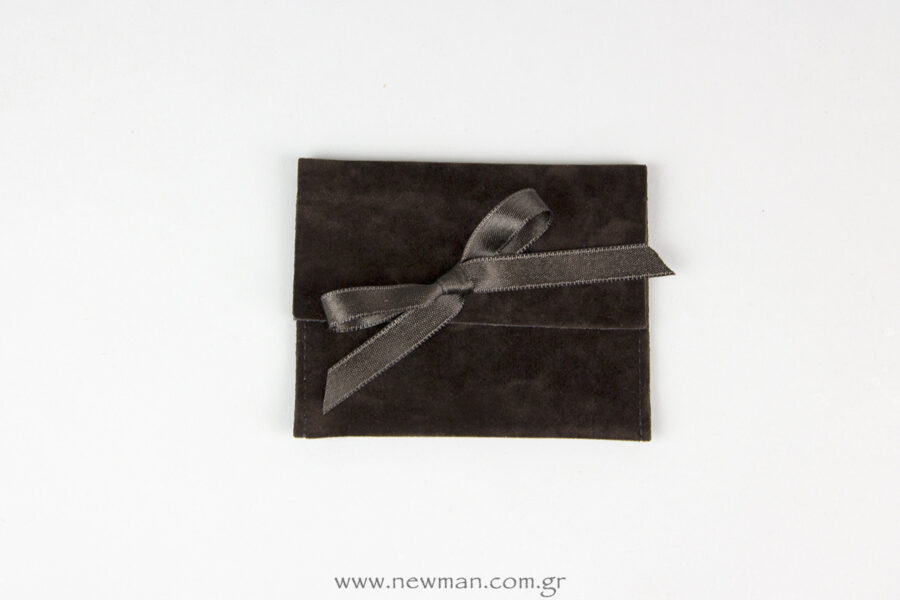 Pocket-sized pouch with ribbon - dark brown - 100x80_0020