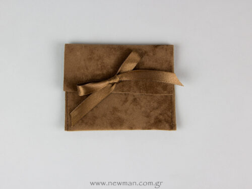 Pocket-sized pouch with ribbon - light brown - 100x80_0041