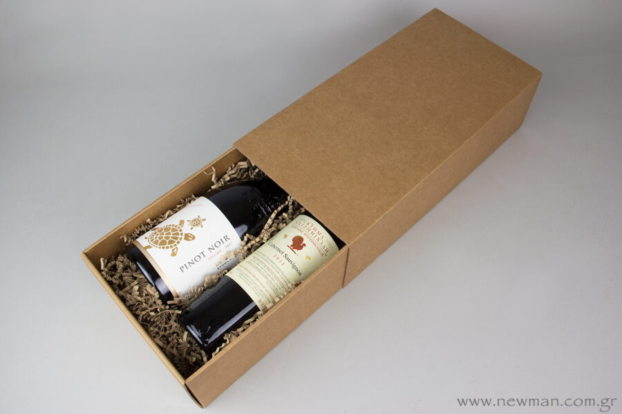 Eco-friendly cardboard Kraft box for one bottle: 180 x 380 x 100mm height