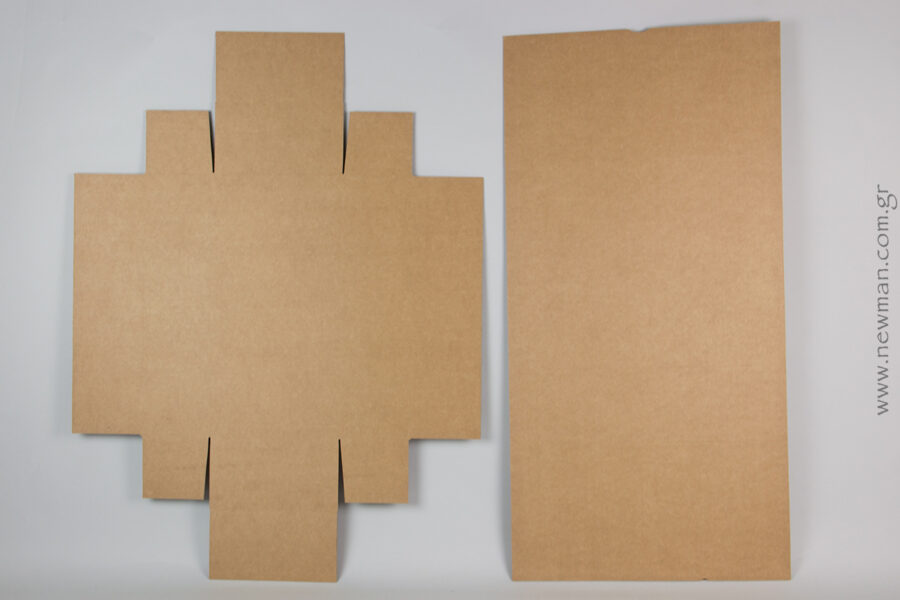 Eco-friendly cardboard Kraft boxes for bottles are single (capacity for one bottle) or double (capacity for two bottles), they slide out and are available complete or in an open (flat) version