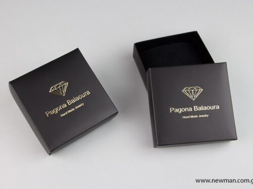 Paperboard black illuminated bijoux boxes with black velvet pad in 5 sizes 0767