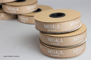 Miska Artwork: Packaging ribbons with print.