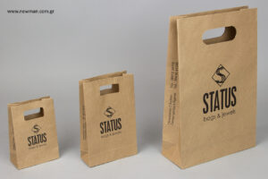 STATUS bags and jewels: Branded bags with silk-screen printing.