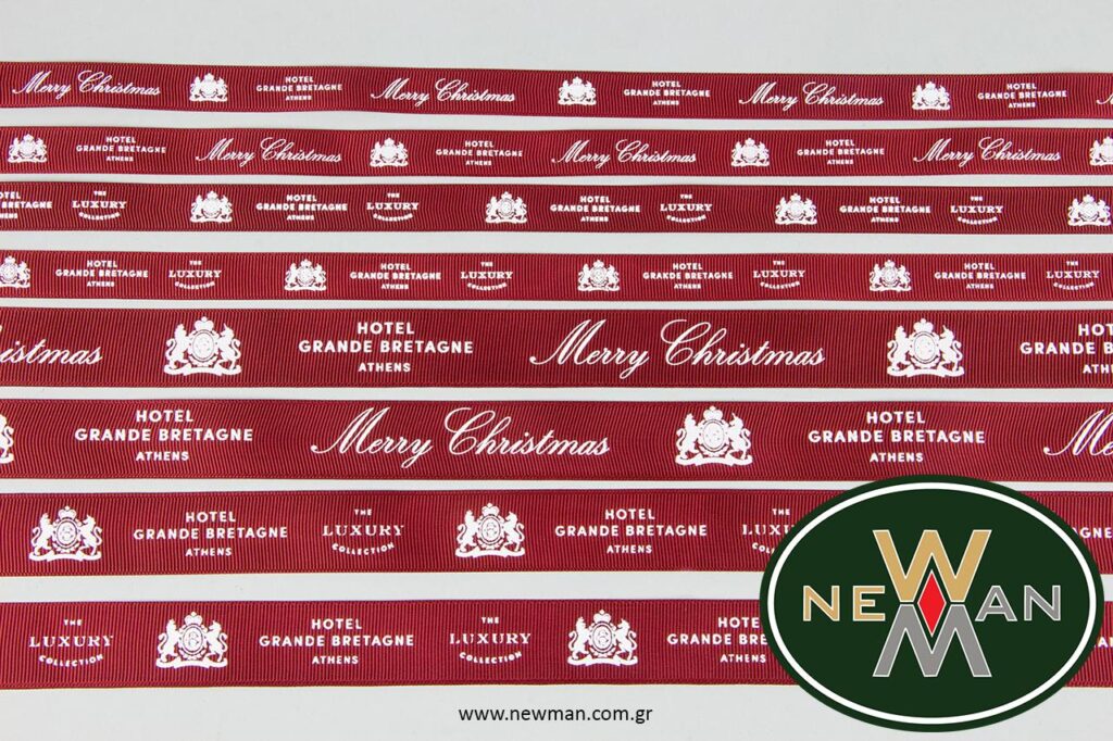 Grande Bretagne Hotel: Printed packaging ribbons for Christmas.
