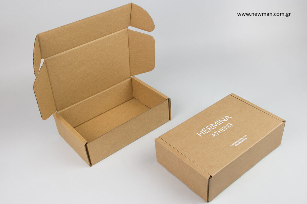 Hermina Athens: Postal packaging with printing by Newman company.