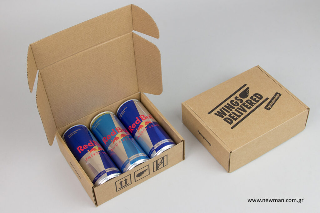 RedBull: Κουτιά NewMan για συσκευασία ενεργειακών ποτών.